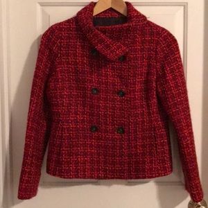 💖Talbots Boucle jacket. Rose, Dark brown Sz 8 pet